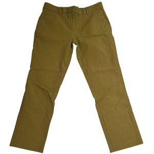 Ann Taylor Women's Size 2 Dark Tan Olive Undertone Straight Cotton Trousers EUC‎